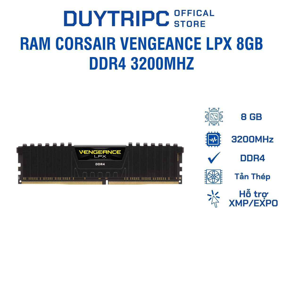 RAM Corsair Vengeance LPX 8GB DDR4 3200MHz – Hiệu Năng Đỉnh Cao, Tản Nhiệt Nhôm Cực Mát